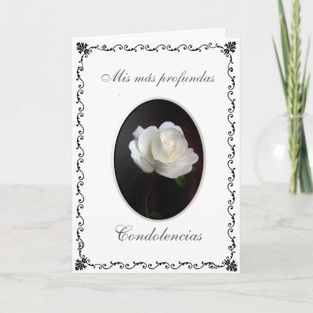 Cartão Espanhol: Condolencias: BLANCA de rosa (Frente)