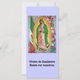 Cartão espanhol da oração de Virgen de Guadalup