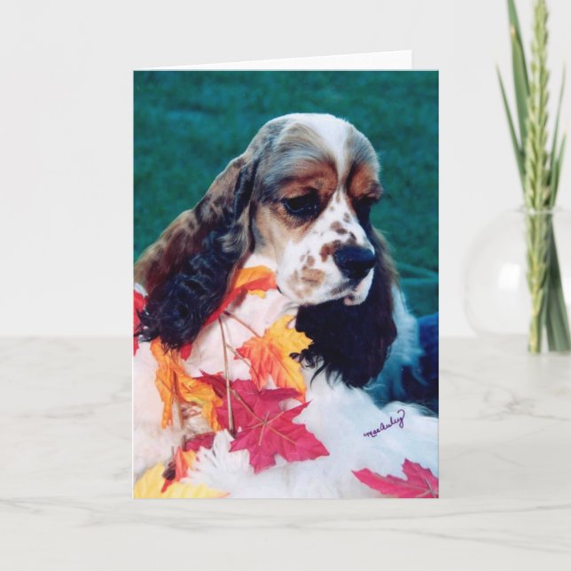Cartão Espanhol de Cocker branco Sable (Frente)