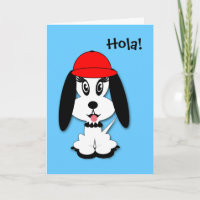 Cartão espanhol do Doggy de Kute do aniversário