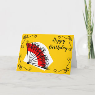 Cartão Espanhol Fan Corners Paisagem de Aniversário