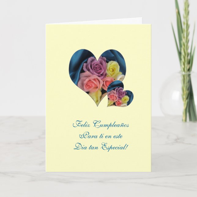 Cartão Espanhol: Feliz aniversario Feliz Cumpleanos (Frente)