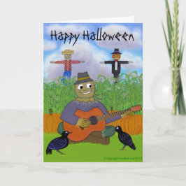 Cartão Espantalho que joga a guitarra