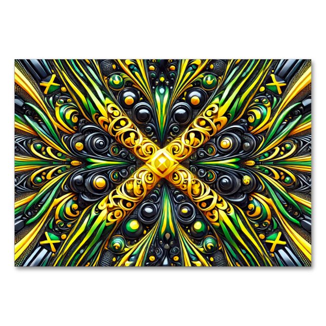 Cartão especial de mesa com cores jamaicanas (Frente)