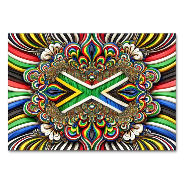 Cartão especial de mesa com cores sul-africanas (Frente)