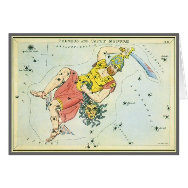Cartão Espelho de Urânia, Mapa Celeste de Astronomia Anti (Frente Horizontal)