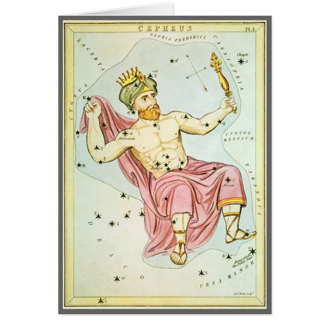 Cartão Espelho de Urânia, Mapa Celeste de Astronomia Anti (Frente)