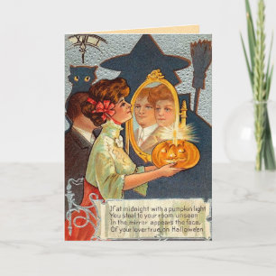 Cartão Espelho Mágico do Vintage Halloween