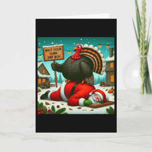 Cartão Espere Sua Vez Gordinho Peru Papai Noel Dia de Açã
