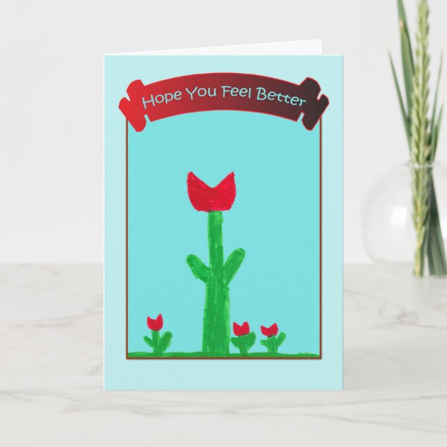 Cartão Espero que se Sinta Melhor - Flores Vermelhas (Frente)