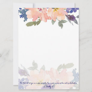 Cartão Espírito de Poder floral aquarela rosa