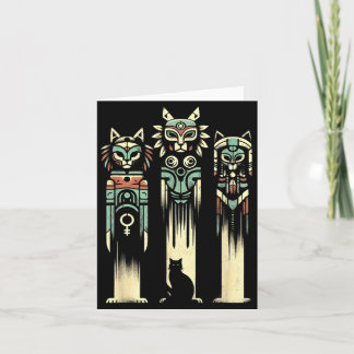 Cartão Espíritos Totem de Gato - Vintage Gato Assustador
