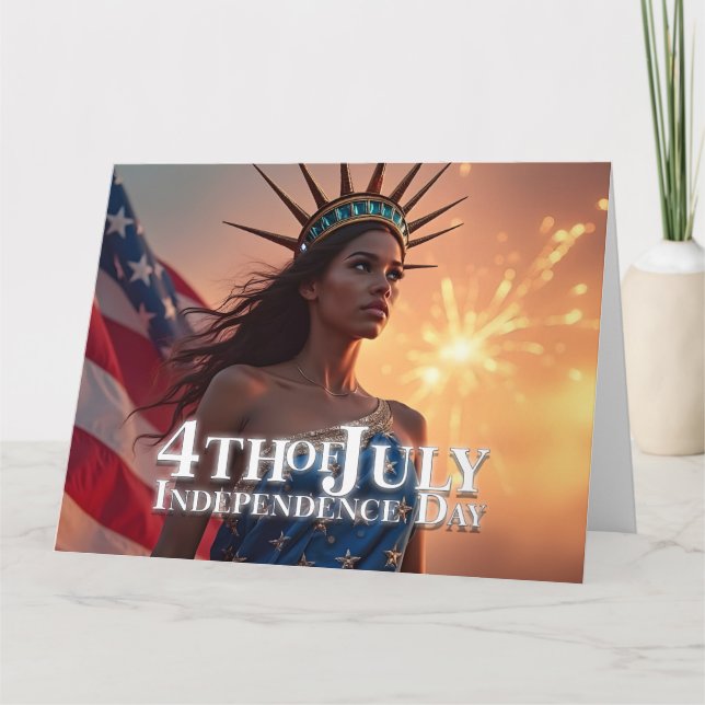 Cartão Esplêndido Design de 4 de julho - Fireworks & Free (Frente)