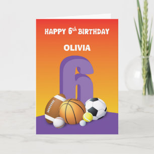 Cartão Esportes de Aniversário com 6 de Menina de Relaci