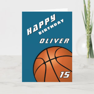 Cartão Esportes de Bola de Basquete Moderno Feliz Anivers
