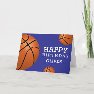 Cartão Esportes de Bola de Basquetebol Feliz Aniversário 
