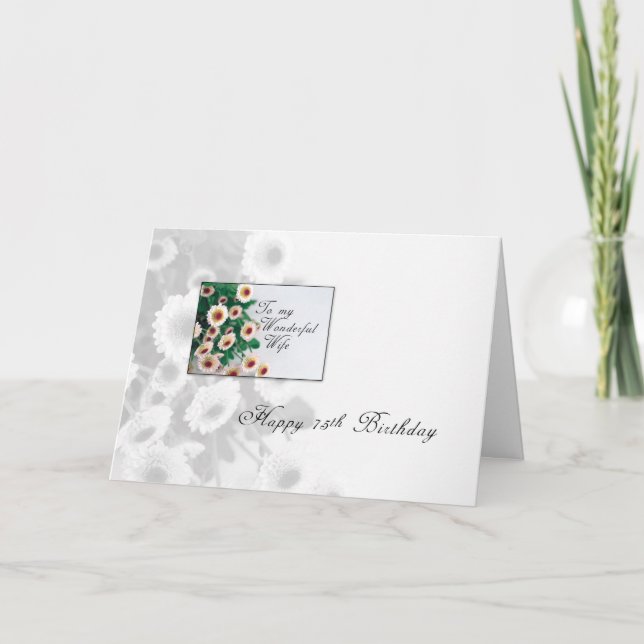 Cartão Esposa 75. Aniversário Flores (Frente)