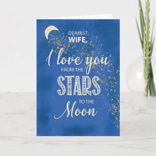 Cartão Esposa, Amor de Estrelas a Céu Luar Noturno
