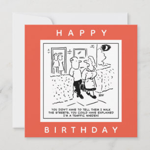 Cartão Esposa anda pelas ruas como caricatura de guarda d