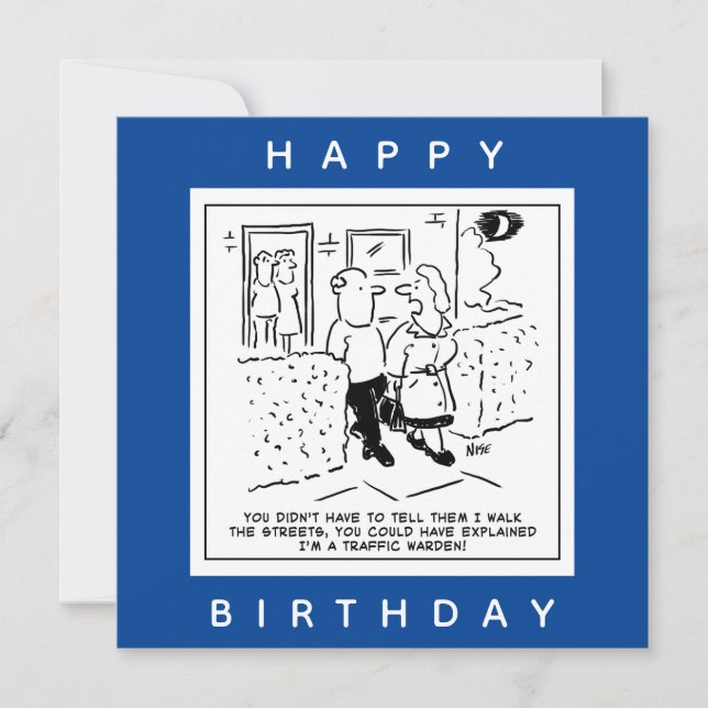 Cartão Esposa Caminha pelas Ruas como Cartoon de Diretor  (Frente)