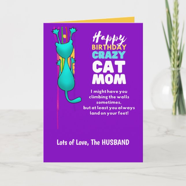 Cartão Esposa de Aniversário da CAT MOM, Engraçado, do Ma (Frente)