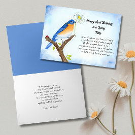 Cartão Esposa Feliz Aniversário de Abril com Pássaro Azul