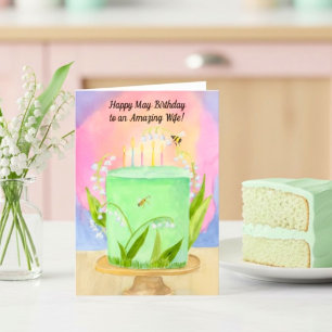 Cartão Esposa Feliz Aniversário Lírio do Vale