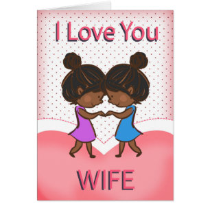 Cartão Esposa, lésbica, casal Loving bonito do
