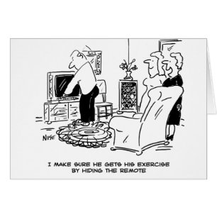 Cartão Esposa Oculta o controle remoto da TV