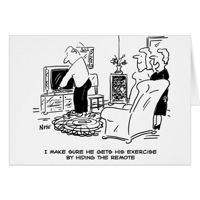 Cartão Esposa Oculta o controle remoto da TV (Frente Horizontal)