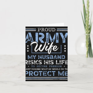 Cartão Esposa Orgulhosa do Exército Marido Garantindo Lib