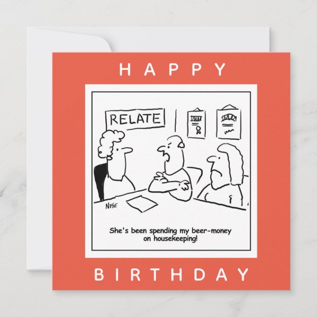 Cartão Esposa Passa Seu Dinheiro De Cerveja Em Cartoon De (Frente)