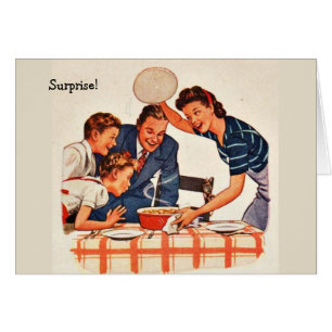 Cartão Esposa retro - o comensal é sempre uma surpresa,