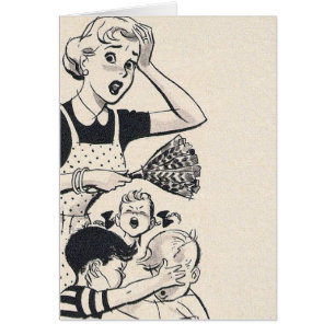 Cartão Esposa retro - uma mamã na extremidade da sua