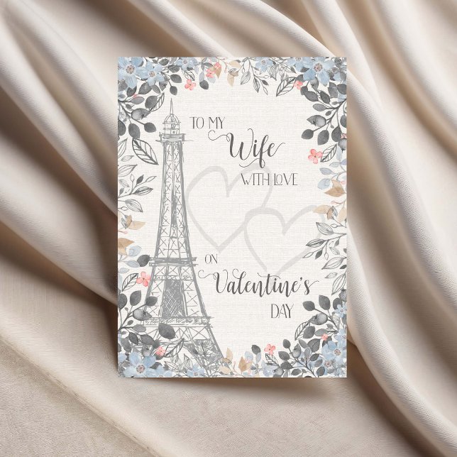 Cartão Esposa Romântico Dia dos Namorados Torre Eiffel (Criador carregado)