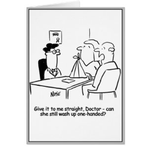 Cartão Esposa tem um Braço Quebrado em um Sling