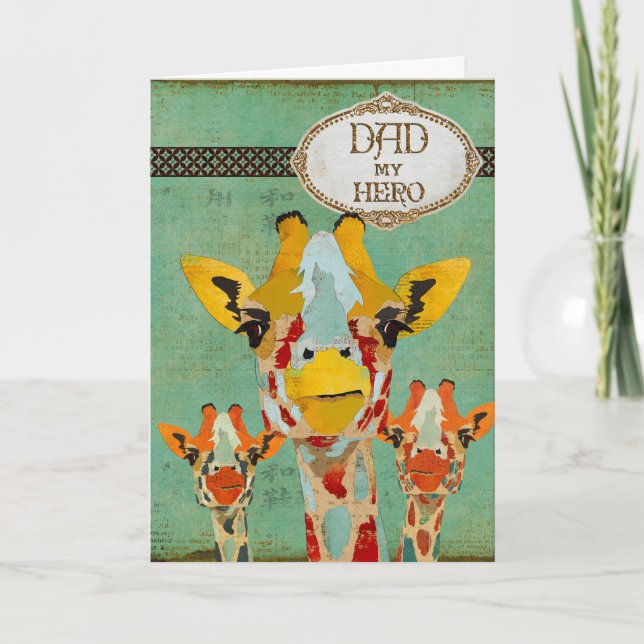 Cartão espreitando do dia dos pais de três girafas (Frente)