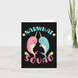 Cartão Esquadrão de Narval Fofo Kawaii Narvais Narval