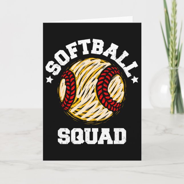 Cartão Esquadrão de Softbol Sofrido Vintage Engraçado Sof (Frente)