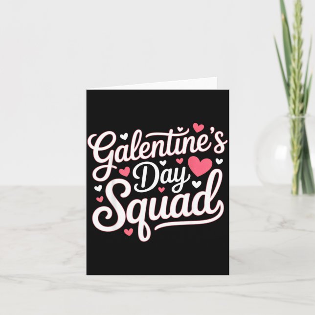 Cartão Esquadrão do Dia de Galentine Para Amigas Festivas (Frente)