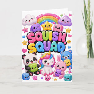 Cartão Esquadrão Squish Panda Arco-íris Brilhante Unicórn