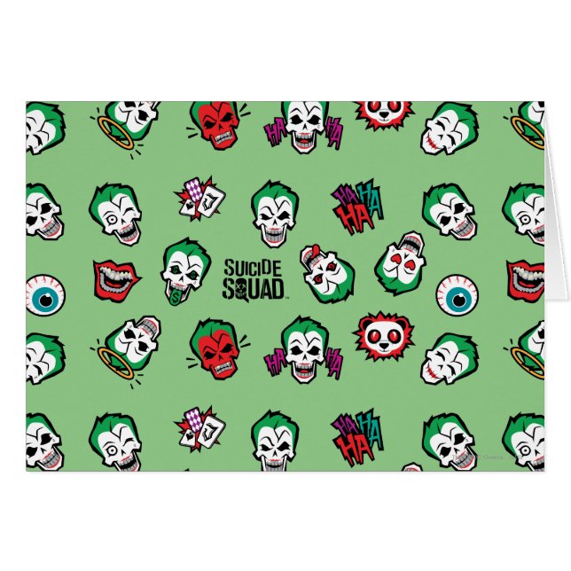 Cartão Esquadrão Suicida | Coringa Emoji Pattern (Frente Horizontal)