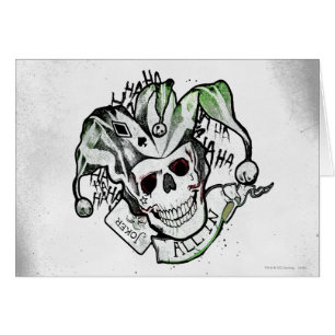 Cartão Esquadrão Suicida Joker Skull "All In" Tattoo Ar