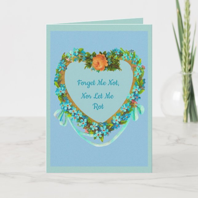 Cartão Esquece-me Nots Vintage Heart Personalised Card (Frente)