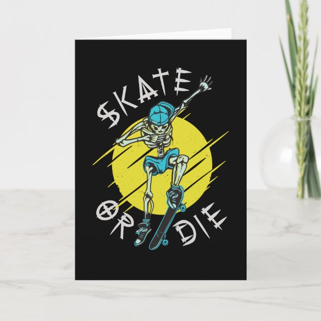 Cartão Esqueletista de skate ou morra (Frente)