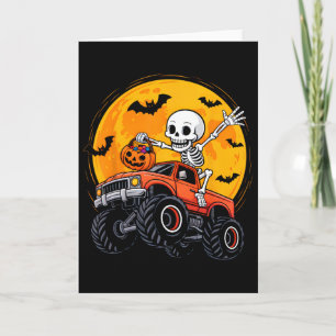 Cartão Esqueleto Caminhão Monstro Lua Abóbora Halloween M