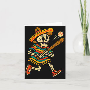 Cartão Esqueleto cinco de maio chapéu de beisebol fantasi