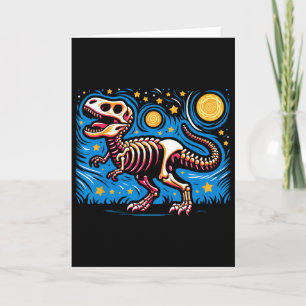 Cartão Esqueleto da Noite Estrelada Dinossauro T Rex Meni