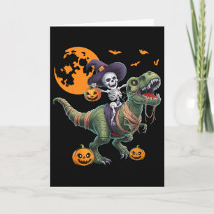 Cartão Esqueleto de Bruxa Montando Dinossauro T Rex Diver