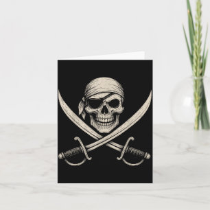 Cartão Esqueleto de Caveira e Ossos Cruzados de Pirata Vi